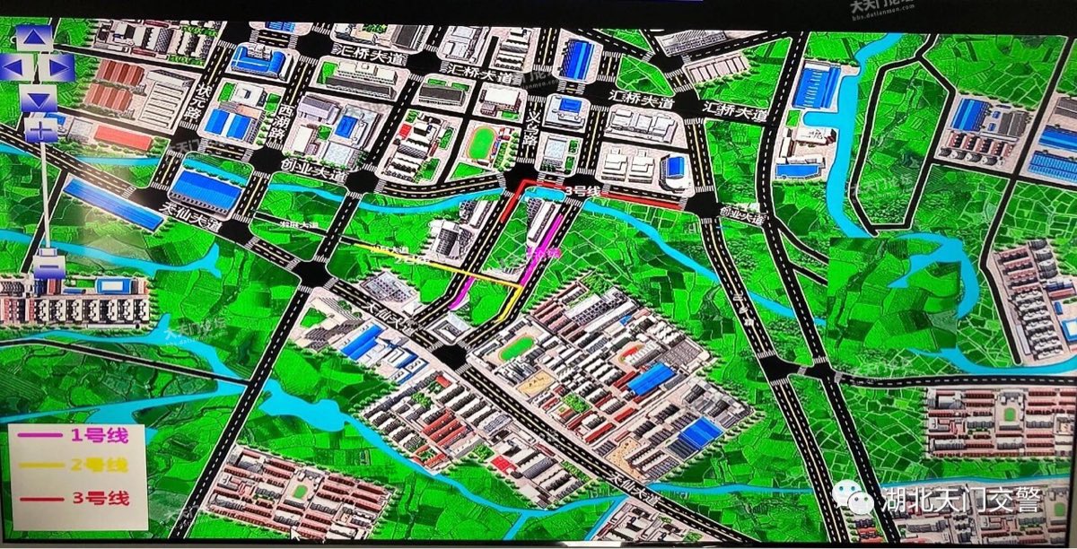 天门科三考试线路图,一共六条线.