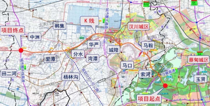 武天高速汉川段走向