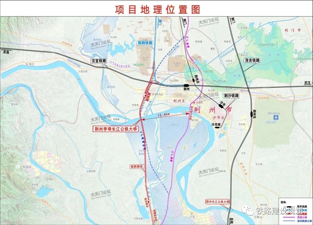 北线方案(天门北站引出,经荆州市区方案)